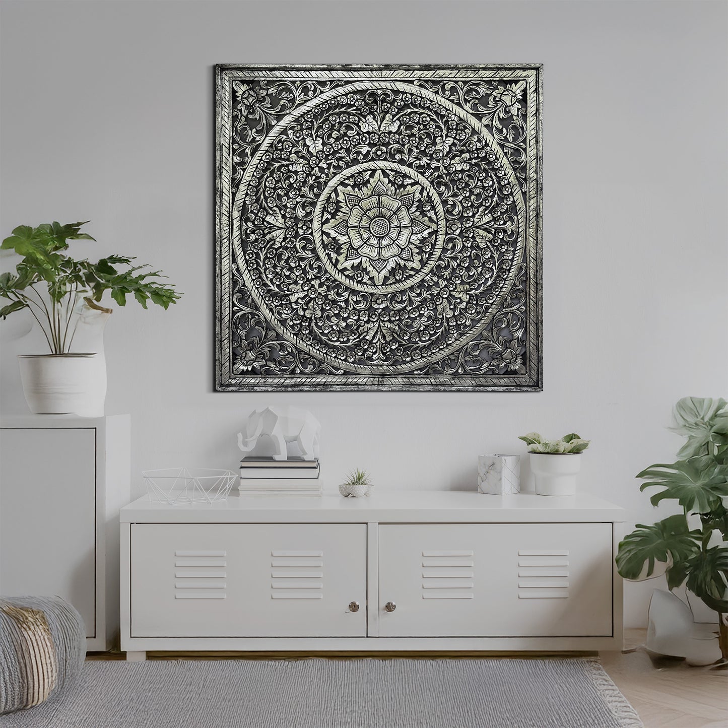 Decorative Panel "Peony" - Silver