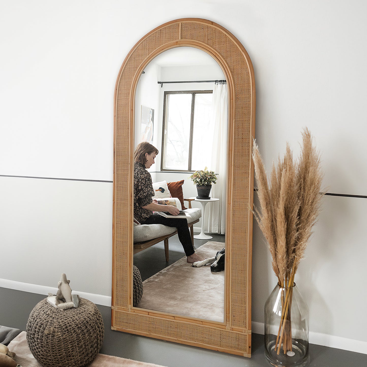 Hand Woven Full Rattan Mirror "Maharani" - 200 x 100 cm