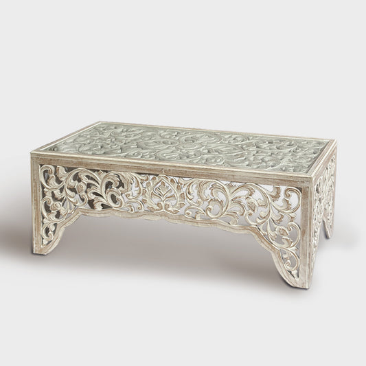 Carved Coffee Table "Salira" - White Antic Wash