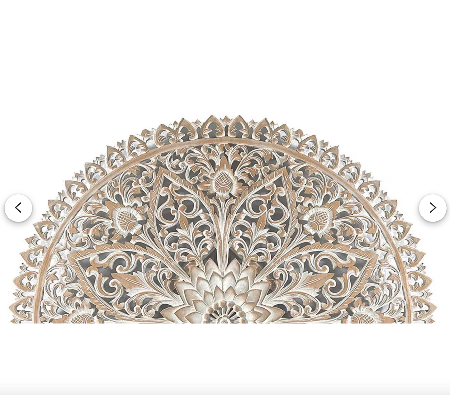 Hand carved Queen Size Half-moon Mandala Bed headboard 'Serupa' in Antic Wash - 60 inches