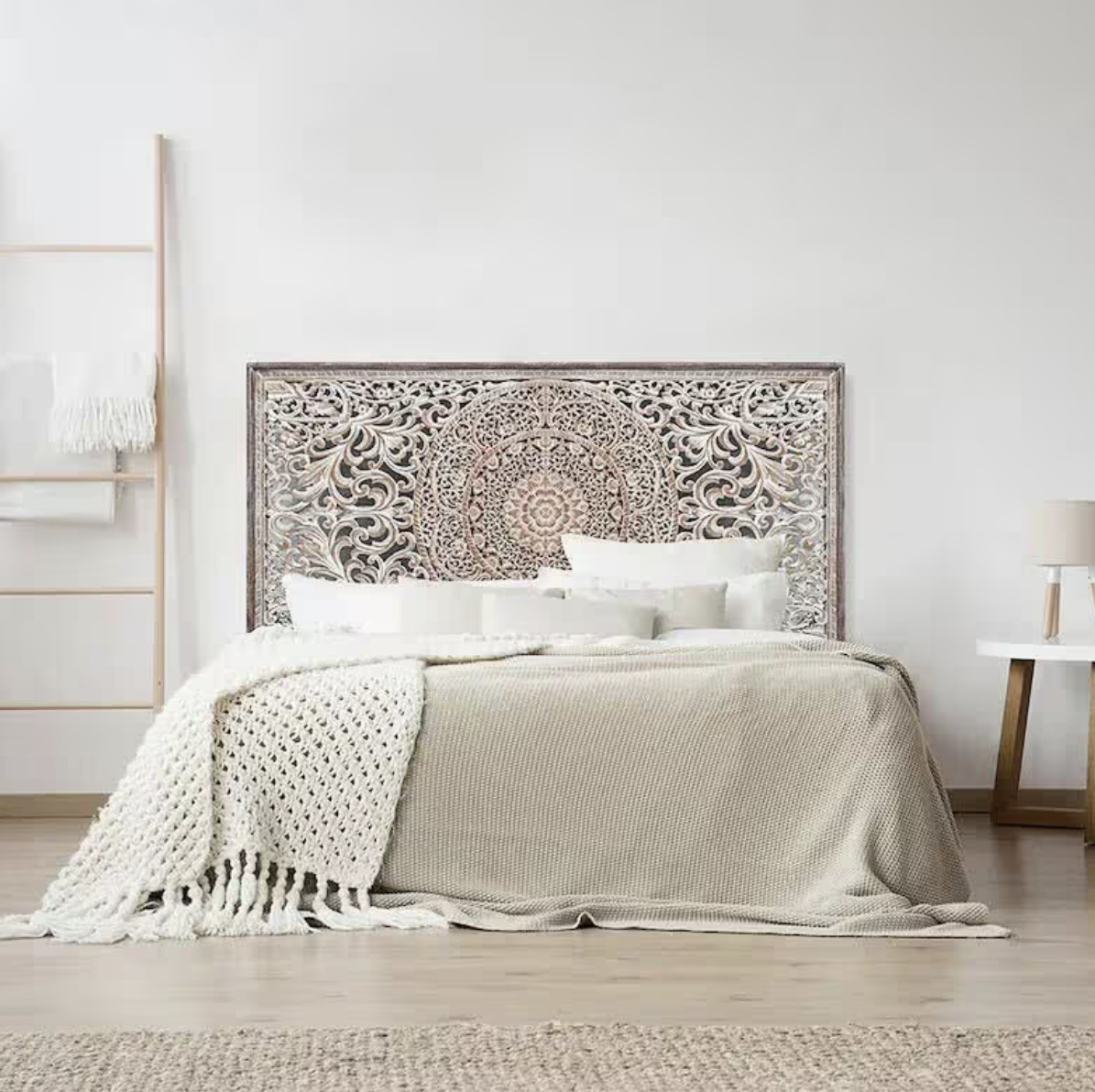 Half Size Mandala Bed Headboard "Manusa"- Antic-wash- USA