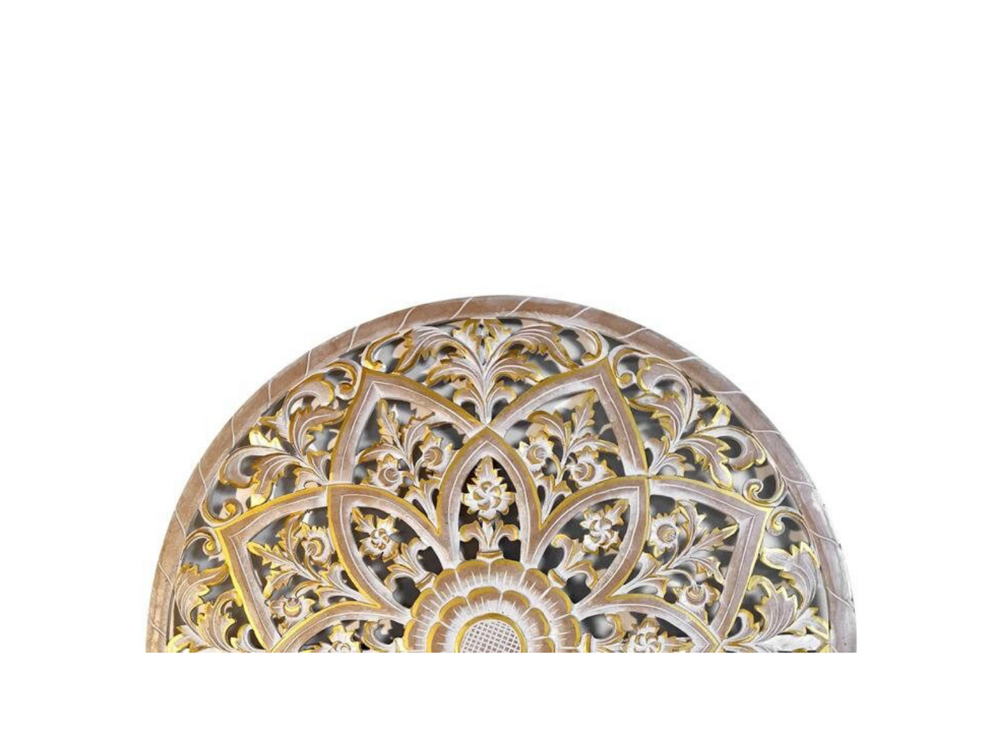 Hand Carved Queen Size Half-moon Mandala Bed headboard Bunga in multi color
