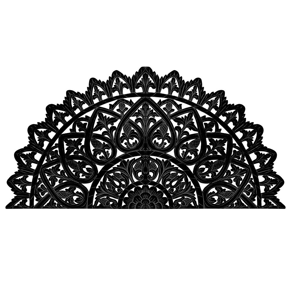Carved Bed Headboard "Mahkota" King - Black - USA
