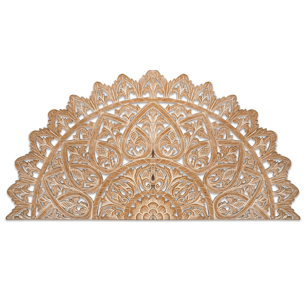 Carved Bed Headboard "Mahkota" - Antic wash - USA