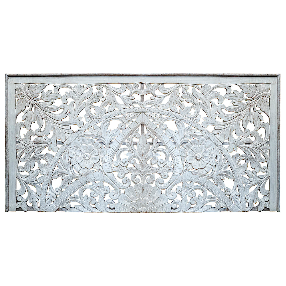 Half Cut Carved Bed Headboard "Teratai" - USA