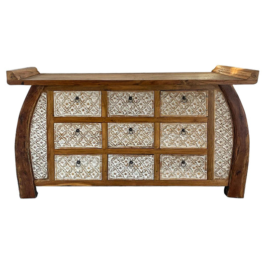 9-Drawer Carved Console Table "Nashmia" - 170 cm