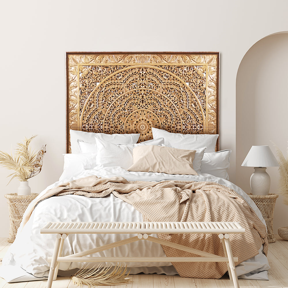 Super King Size Full Bed Headboard 'Malawi' Natural - USA