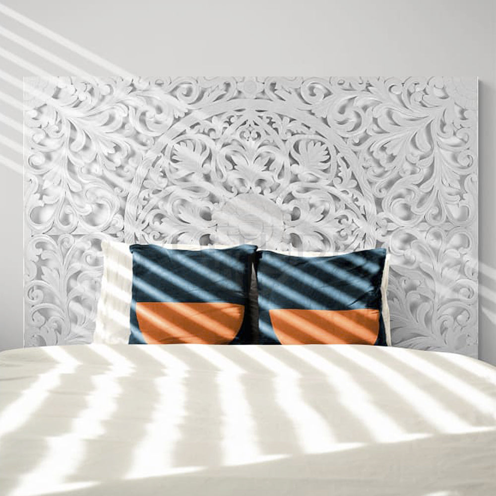 bed headboard murraya white wash bali design hand carved hand made home decorative house furniture wood material