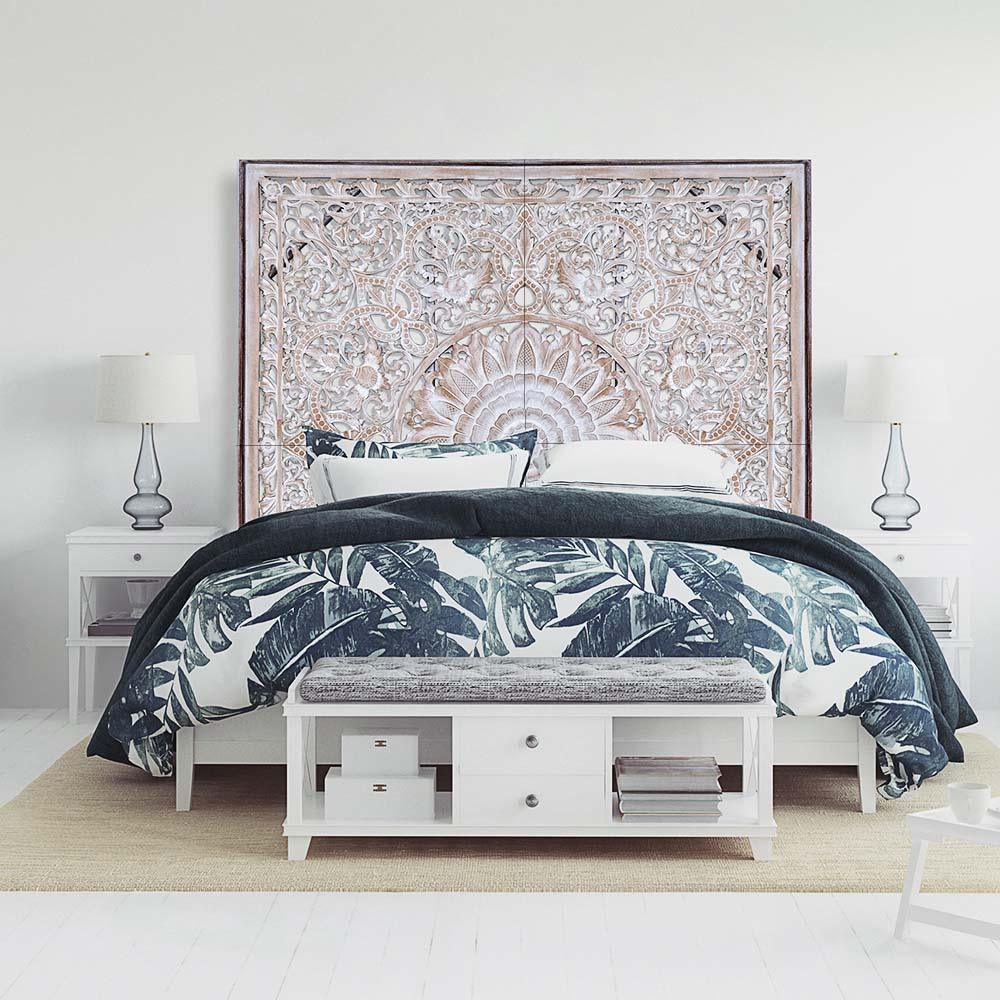 king size mandala bed headboard raflessia antic wash bali design hand carved hand made decorative house furniture wood material decorative wall panels decorative wood panels decorative panel board balinese wall art