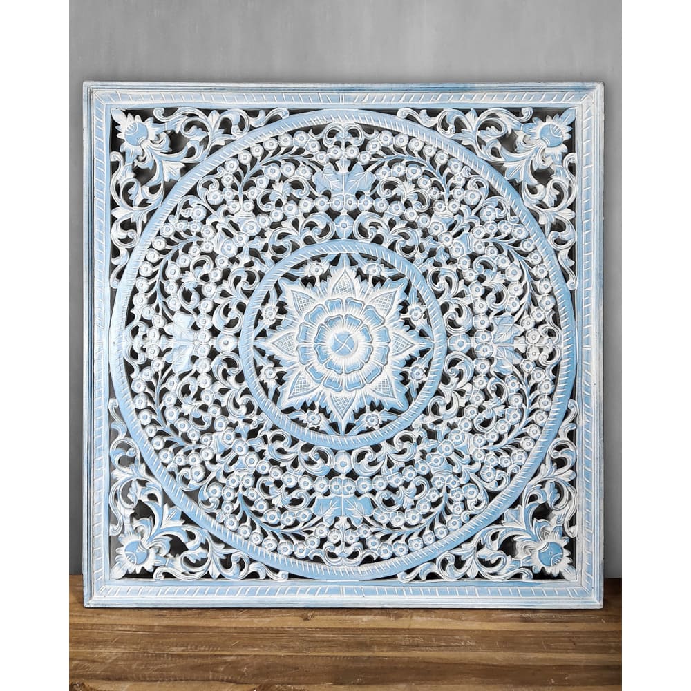 Bed Headboard King Size Peony - Blue Wash