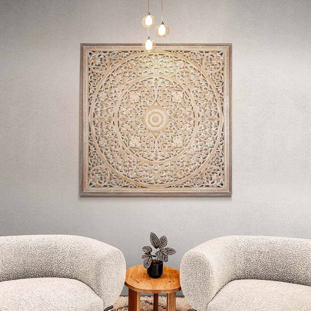 Balinese Wall Panels 30cm Flower Panel Wall Decor Bali Art Wood
