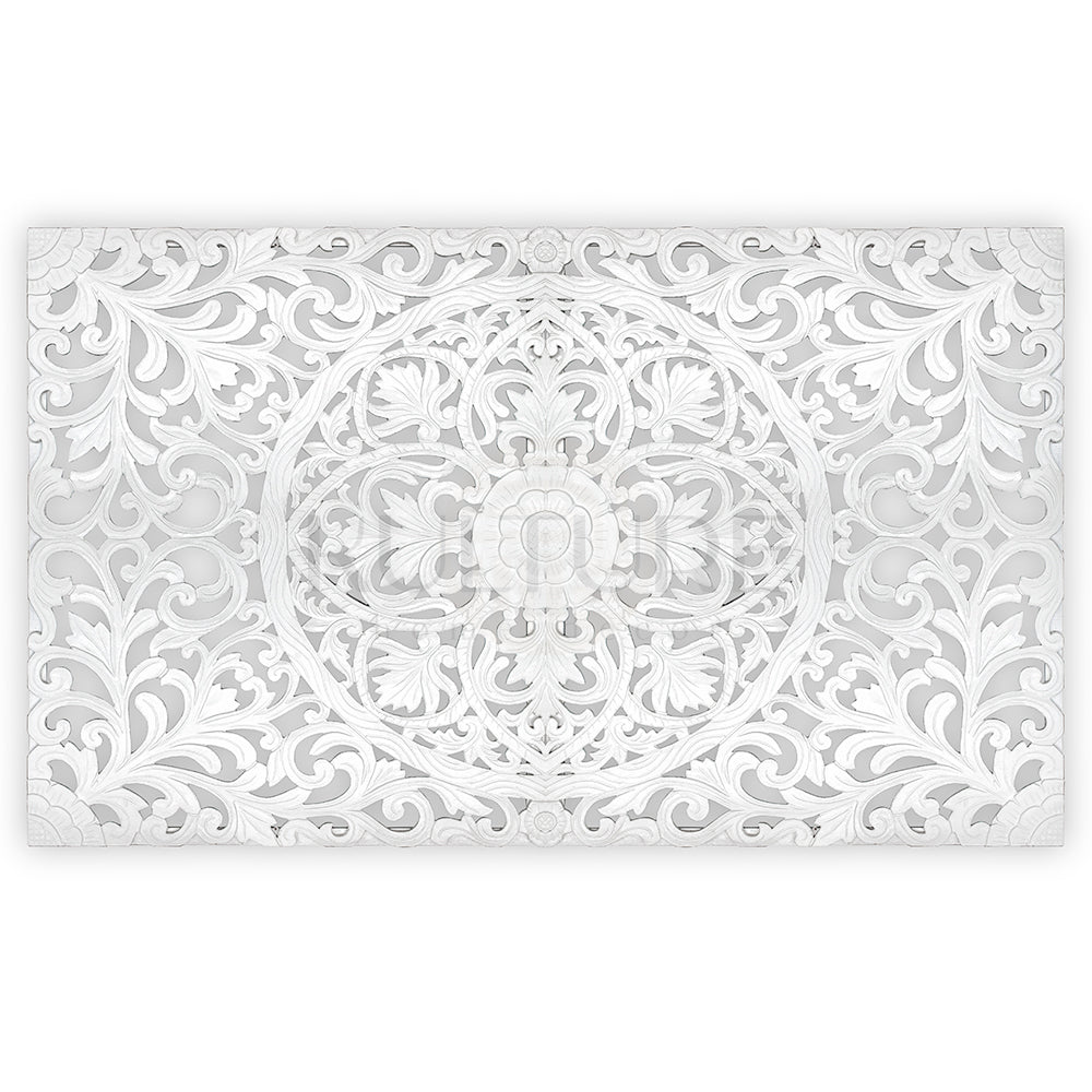 bed headboard murraya white wash bali design hand carved hand made home decorative house furniture wood material