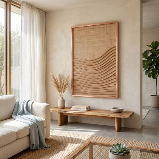 Rattan Wall Panel 'Terra' - 100 x 60 cm