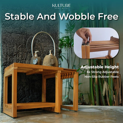 Teak Shower Bench [Expandable from 17" to 30"]  - US