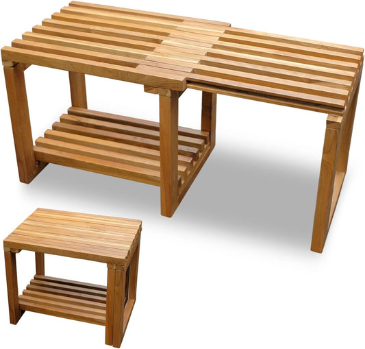 Teak Shower Bench [Expandable from 17" to 30"]  - US