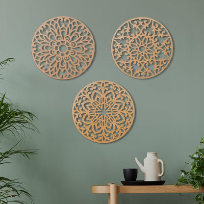 Decorative Round "Mandala Set of 3" - Brown