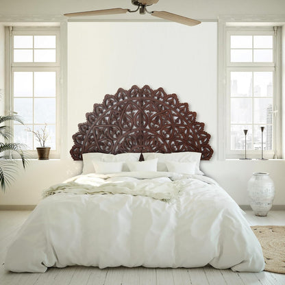 Carved Bed Headboard "Mahkota" - Brown - [US-stock]