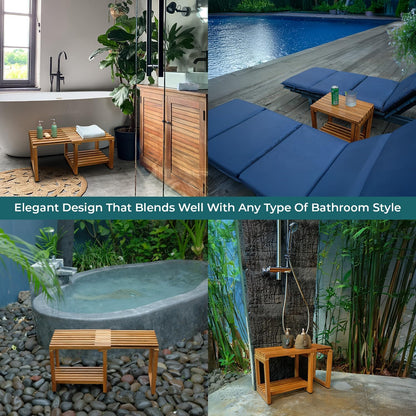 Teak Shower Bench [Expandable from 17" to 30"]  - US