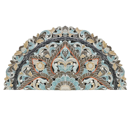 Carved Bed Headboard "Ayunina" - Multicolor pastel - [US-stock]