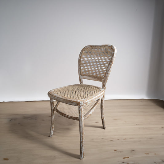 Natural Rattan & Teak Wood Dining Chair 'Alaska' - White wash