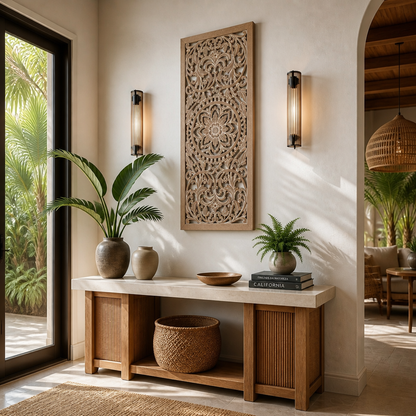 Carved Decorative Panel "Amara"  - Antic Wash - 100 x 40 cm