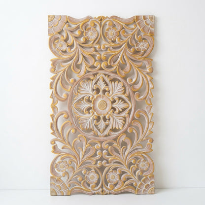Decorative Panel "Azalea" - Gold Antique Wash - 100 x 60 cm