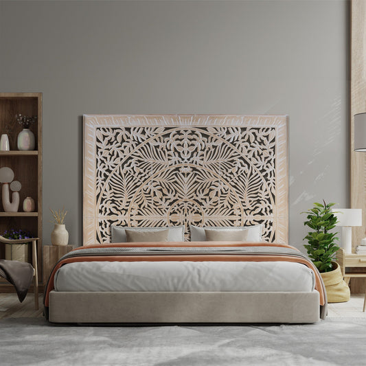 Carved Bed Headboard - Christine - Antic wash - EXP