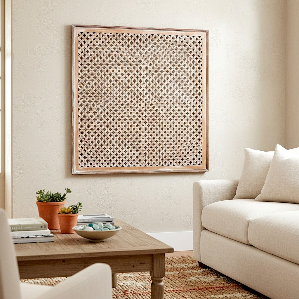 Carved Decorative Panel "Jagasatru" - Antic Wash - 110 cm