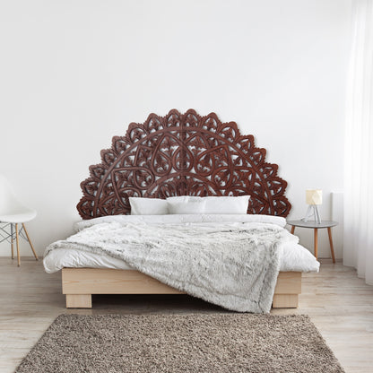 Carved Bed Headboard "Mahkota" - Brown