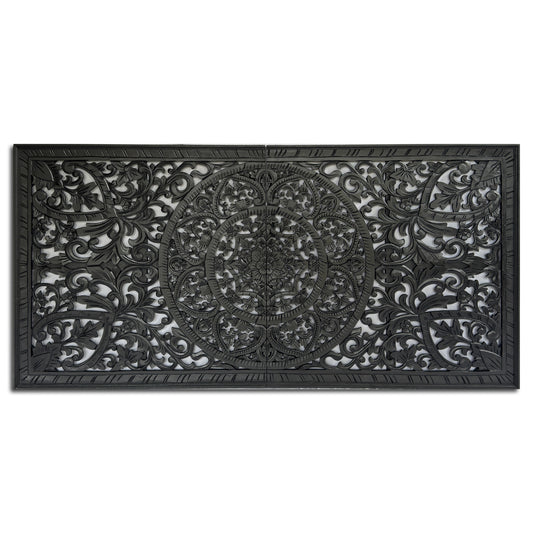 Half Size Mandala Bed Headboard "Manusa"- Black - USA