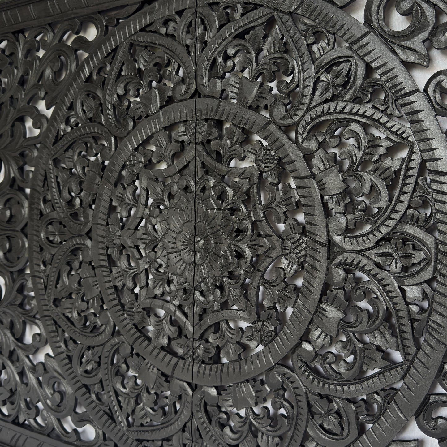 Half Size Mandala Bed Headboard "Manusa"- Black - USA