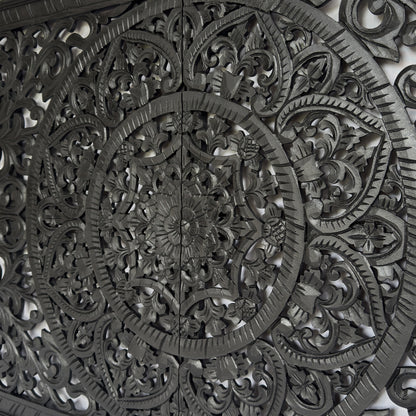 Half Size Mandala Bed Headboard "Manusa"- Black - USA