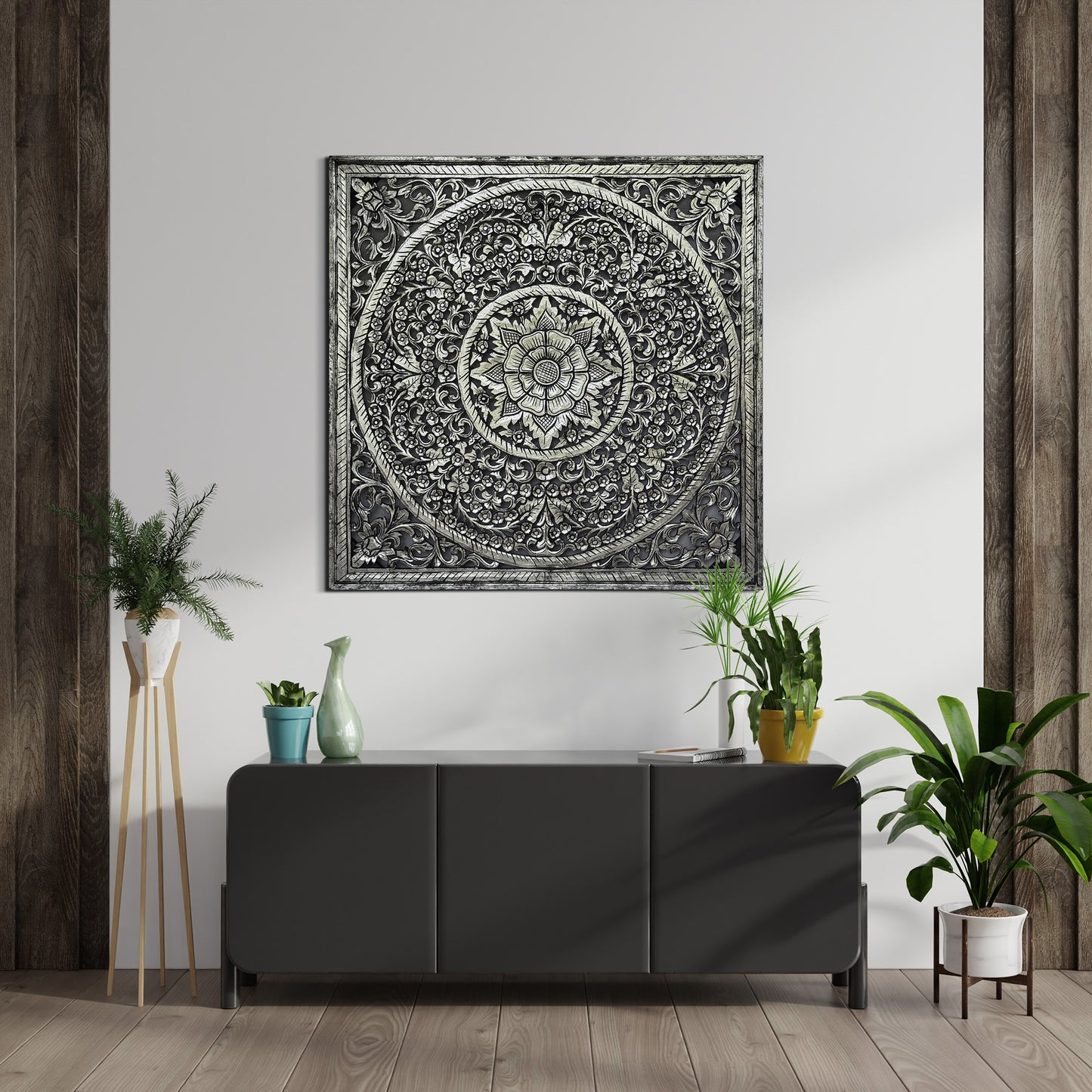 Decorative Panel "Peony" - Silver