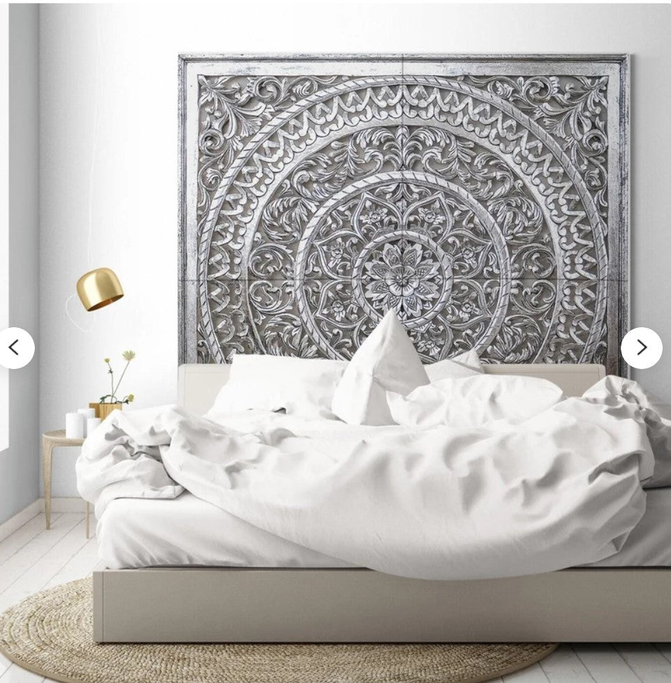 King Size Mandala Bed headboard Cenik | Tropical Home Decor | Hand Carved Decor Export