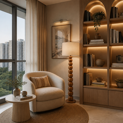 Wooden Floor Lamp in Natural Brown 'Senja' - 150 cm