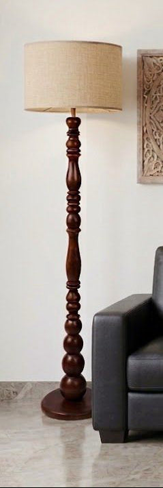 'Ila' Floor Lamp – 136 cm | Handcrafted Teak Wood Floor Lamp