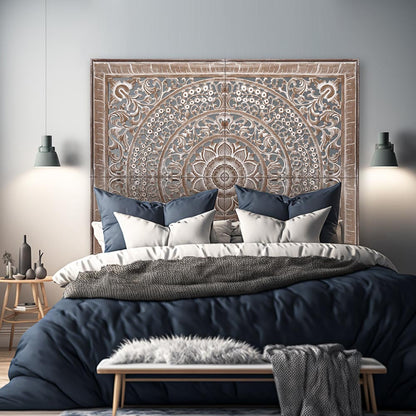 bed headboard berawa antic wash bali design hand carved hand made home decorative house furniture wood material