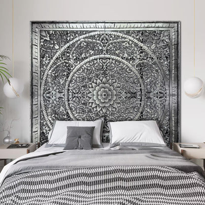 Giant Wood Wall Art / Full Bed Headboard "Manusa" - Silver - USA