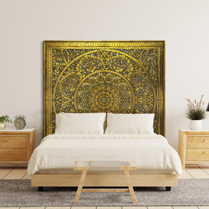 Giant Wood Wall Art / Full Bed Headboard "Manusa" - Gold Wash - USA