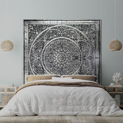 Giant Wood Wall Art / Full Bed Headboard "Manusa" - Silver - USA
