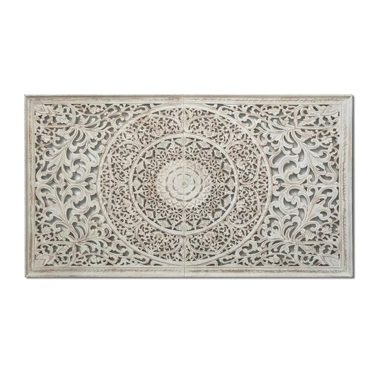 Half Manusa Mandala Bed Headboard Manusa - White Wash - USA