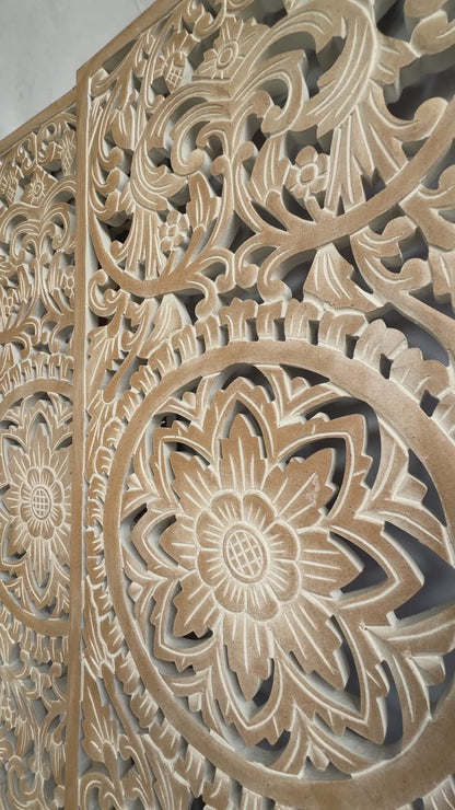 Carved Decorative Panel "Amara"  - Antic Wash - 100 x 40 cm