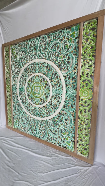 Carved Full Bed Headboard "Emerald" - Multicolor- USA