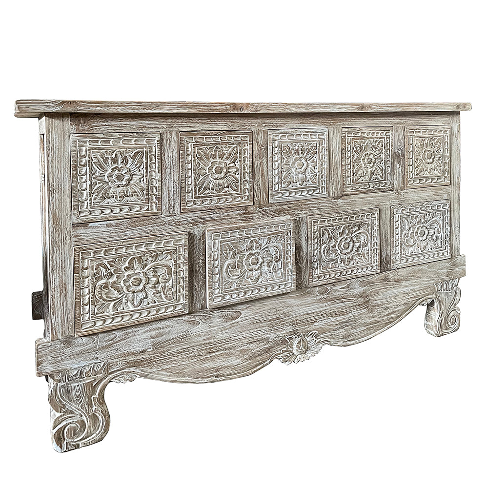 9-Drawer Carved Console Table "Anugrah" - 150 cm