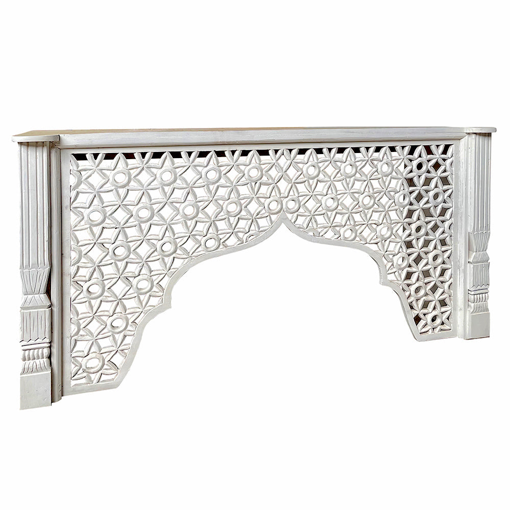 Wooden Carved Console Table "Damai" - White Wash