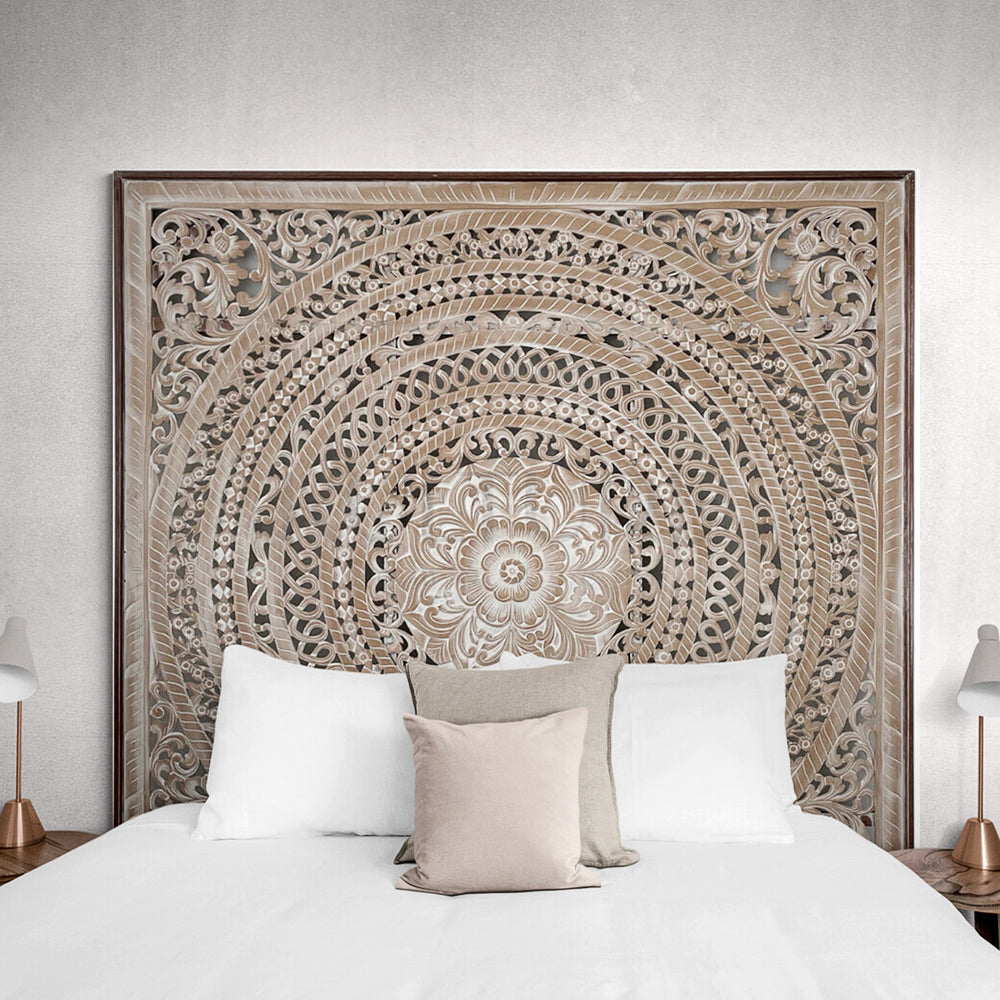 bed headboard kusuma antic wash bali design hand carved hand made home decorative house furniture wood material