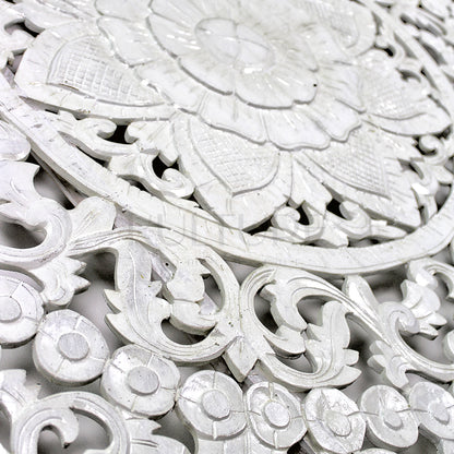 bed headboard anggrek white wash bali design hand carved hand made home decorative house furniture wood material