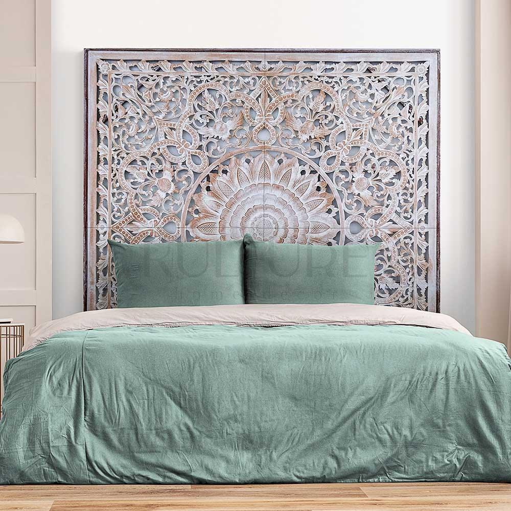 king size mandala bed headboard raflessia antic wash bali design hand carved hand made decorative house furniture wood material decorative wall panels decorative wood panels decorative panel board balinese wall art