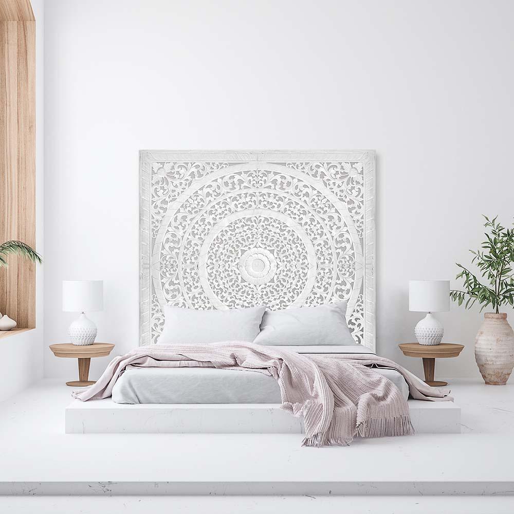 bed headboard rampai white wash bali design hand carved hand made home decorative house furniture wood material bed headboard design bed headboard ideas bed headboard panels worldwide shipping