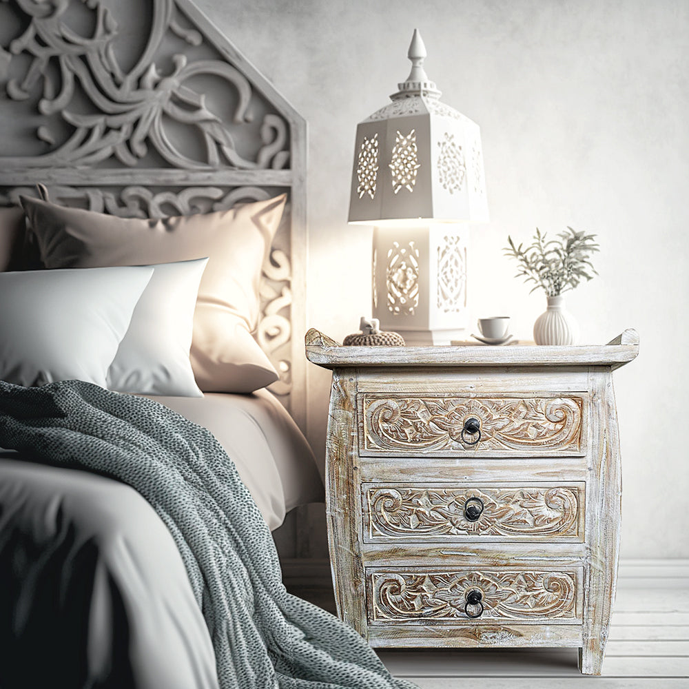 carved bedside table puspita white wash bali design hand carved hand made decorative house furniture wood material decorative wall panels decorative wood panels decorative panel board